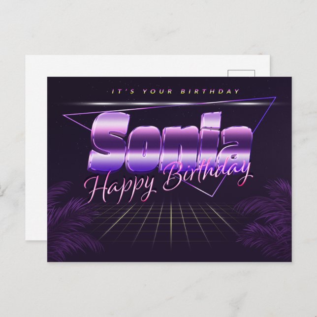 Sonia Nom Prénom Anniversaire de la carte postale (Devant / Derrière)