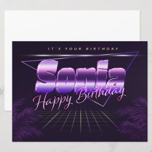 Sonia prénom carte rétro lilas pour anniversaire