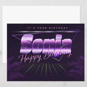 Sonja Nom Prénom lila retro Carte Anniversaire