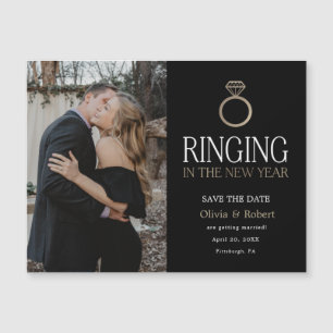 Sonnerie au Nouvel An Sauvez la Date Photo Magnet
