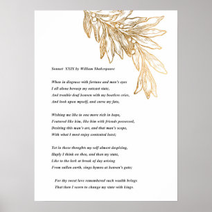 Sonnet 29 par William Shakespeare Poster