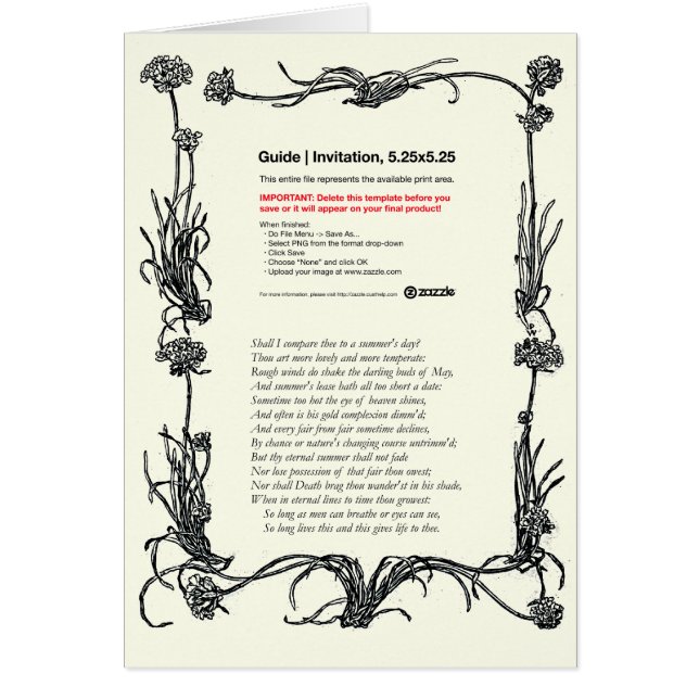 Sonnet de Shakespeare # 18 (Devant)