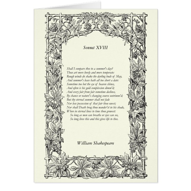 Sonnet de Shakespeare # 18 (Devant)