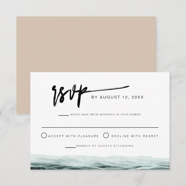 SOPHIA | Carte Tropical Ocean Watercolor RSVP (Devant / Derrière)