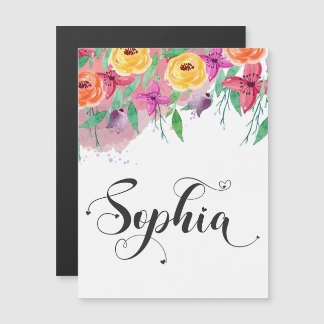 Sophia nom signe Sophia floral Calligraphie Baby (Devant / Derrière)