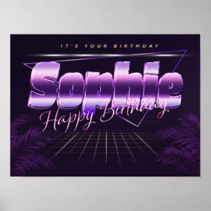 Sophie Name Prenom lila retro Poster Anniversaire