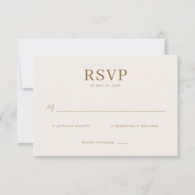 Sophisticated Beige RSVP Card (Devant)