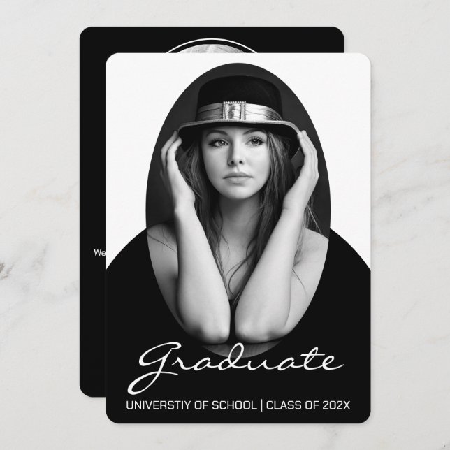 Sophistiqué Simple Photo Graduation Invitation (Devant / Derrière)