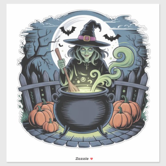 Sorcière au Sticker Cauldron (Feuille)