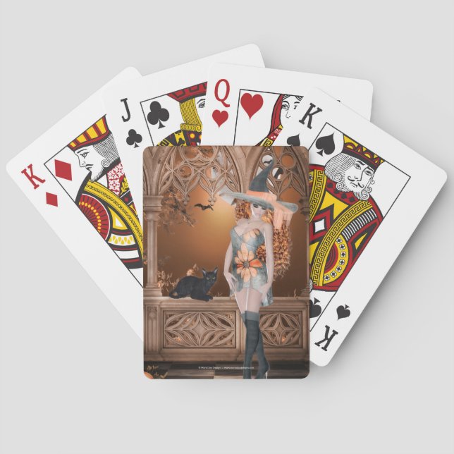 Sorcière avec Black Cat 2 cartes de jeu (dos)