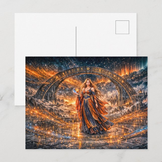Sorcière Cosmique – Carte Postale Fantastique (Devant / Derrière)