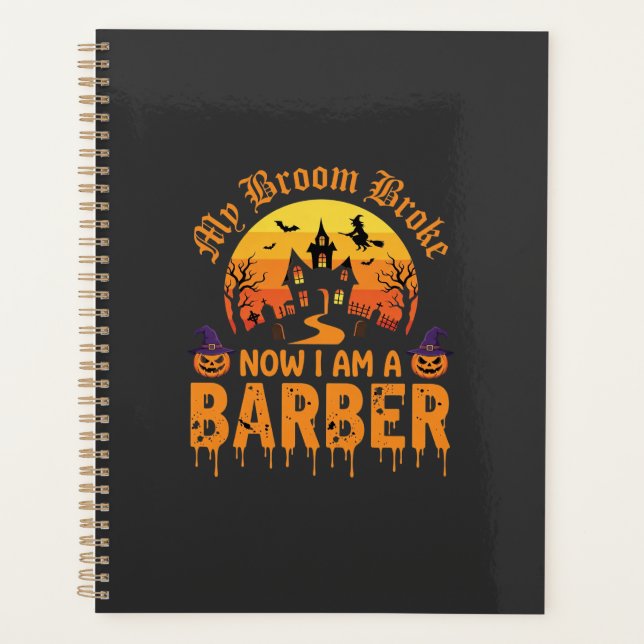 Sorcière de barbier d'Halloween Balai Cassé Maison (Devant)