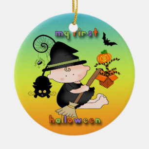 Sorcière de bébé mon ęr ornement rond de Halloween