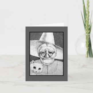 Sorcière de Halloween avec la carte de chat
