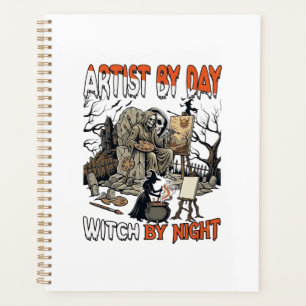 Sorcière de jour d'artiste Nuit d'Halloween Peintr