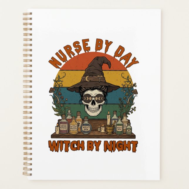 Sorcière de jour infirmière nuit d'Halloween crâne (Devant)