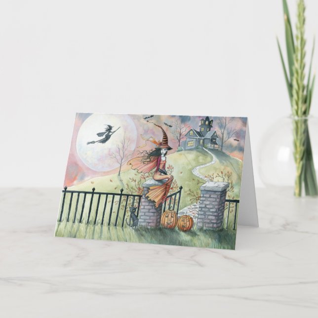 Sorcière de la carte d'Halloween 'Trick or Treat' (Devant)