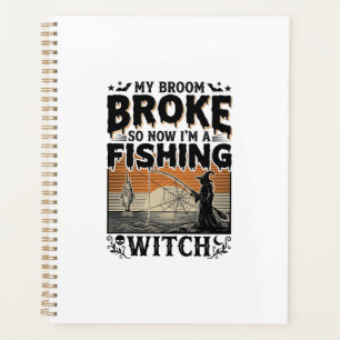Sorcière de pêche Halloween Vintage Vector Design_