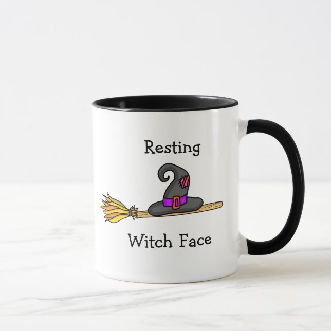 Sorcière de repos visage drôle Halloween Mug (Droite)