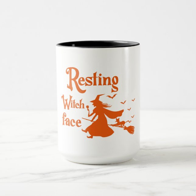 "Sorcière de repos visage Halloween Mug - Drôle Éf (Centre)