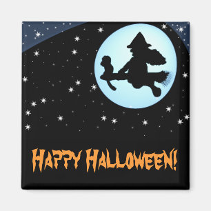 Sorcière de vol de Halloween et aimant heureux de