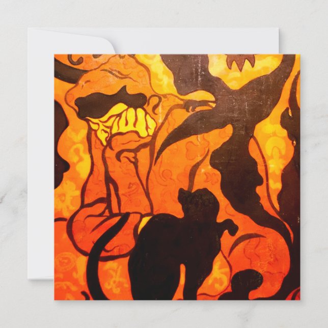 Sorcière d'Halloween avec une carte de chat noir (Devant)