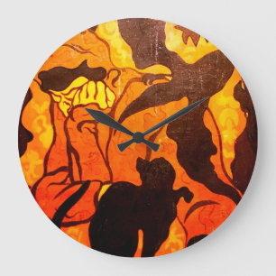 Sorcière d'Halloween avec une horloge noire