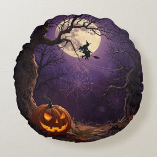 Sorcière d'Halloween et Coussin Citrouille