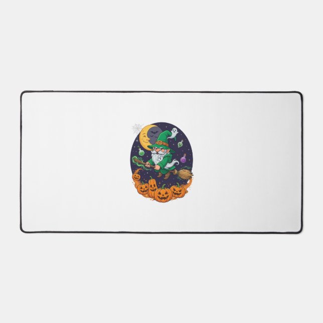 Sorcière d'Halloween Gnome Balai Citrouilles Lune (Recto)