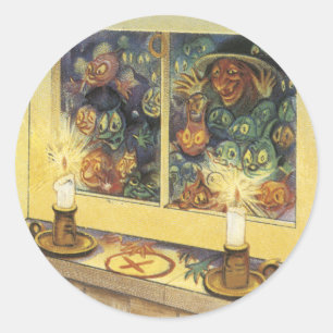 Sorcière d'Halloween sur les stickers de fenêtre