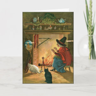 Sorcière d'Halloween vintage par carte de coeur ch