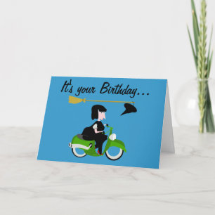 Sorcière en moto Carte d'anniversaire