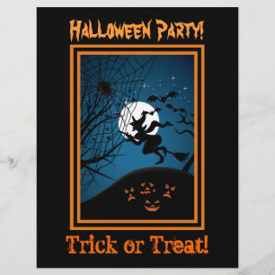 Sorcière Et Araignée Sur Web Halloween Flyers Pers