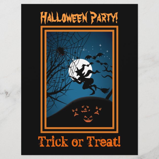 Sorcière Et Araignée Sur Web Halloween Flyers Pers (Devant)
