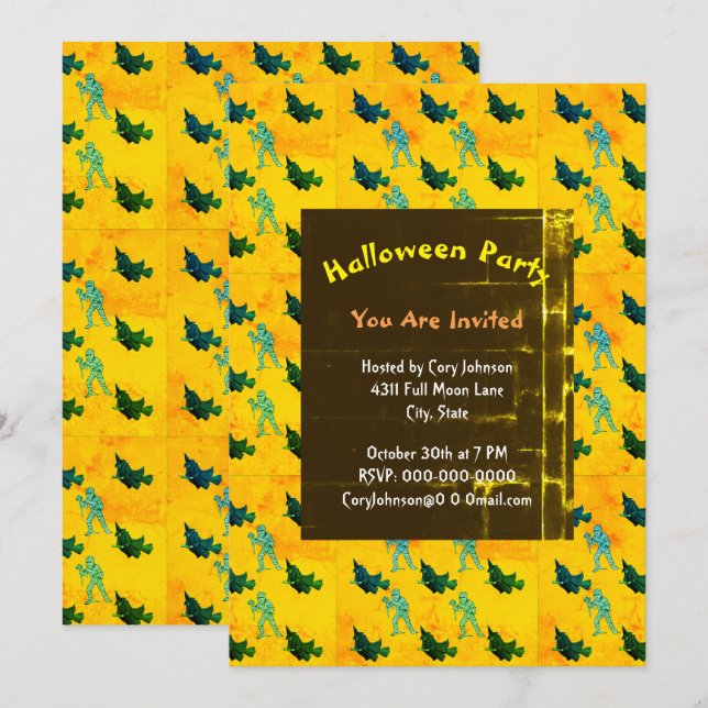 Sorcière et maman Motif Halloween Invitation rétro (Devant / Derrière)