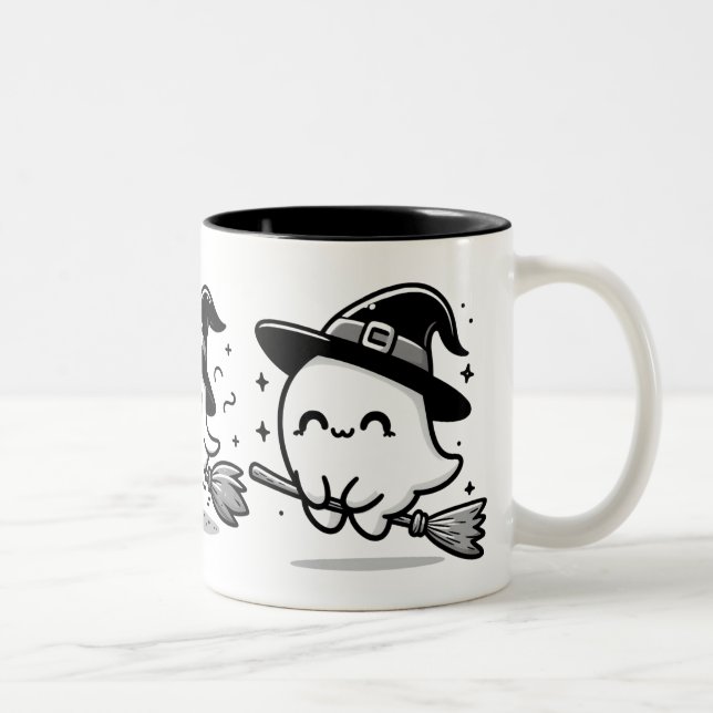 Sorcière fantôme volante sur un mug Halloween bala (Droit)