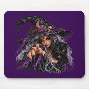 Sorcière gothique et tapis de souris chat noir - W