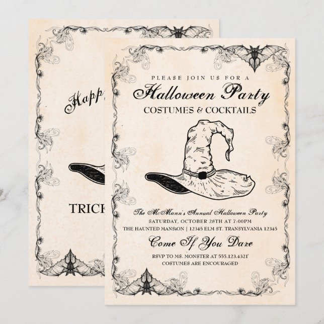 Sorcière Halloween Fête Invitation (Devant / Derrière)