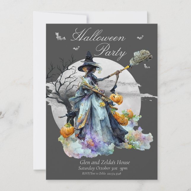 Sorcière Halloween Fête Invitation (Devant)