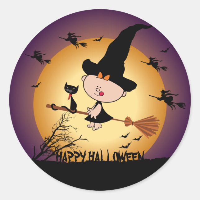 Sorcière Halloween sur Sticker Broomstick (Devant)