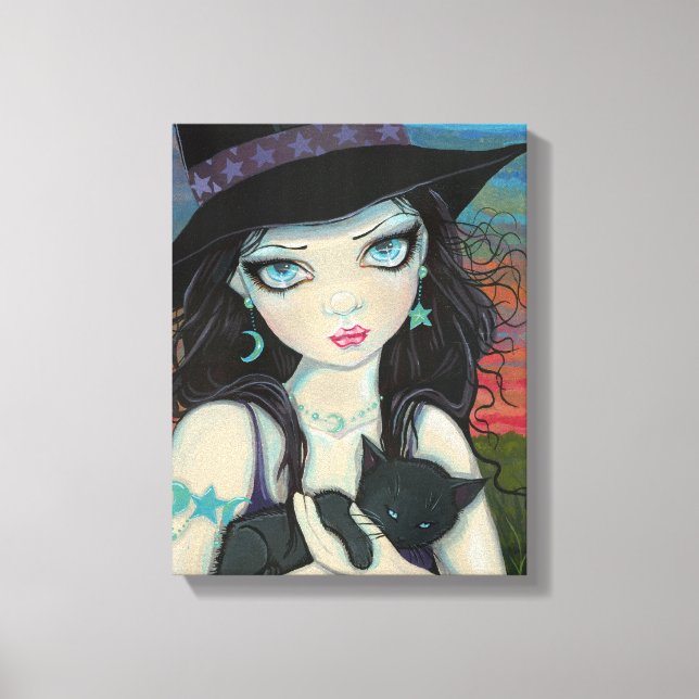 Sorcière Peekaboo et Impression sur Toile de Chat  (Recto)