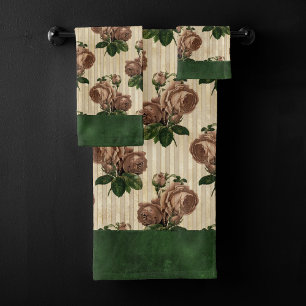 Sorcière Rose Floral   Crème Vintage rose et verte