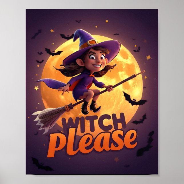 Sorcière s'il vous plaît – Affiche drôle d'Hallowe (Devant)