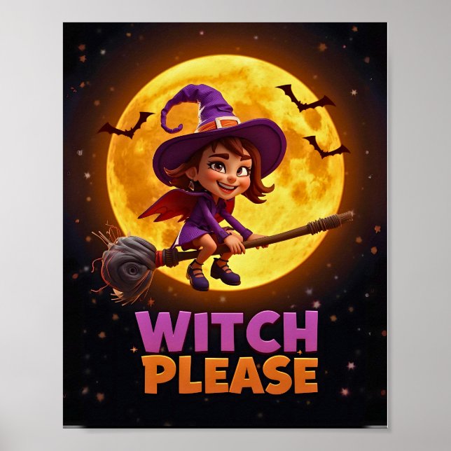 Sorcière s'il vous plaît – Affiche drôle d'Hallowe (Devant)