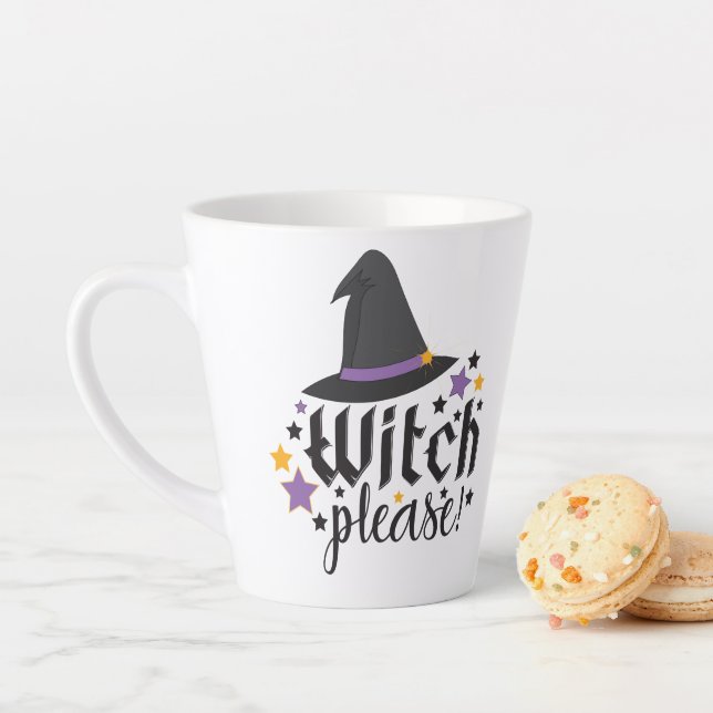 Sorcière s'il vous plaît Halloween thème Latte Mug (En situation)
