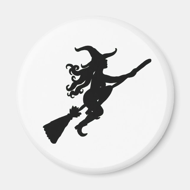 Sorcière sur un aimant en silhouette de chambre (Devant)