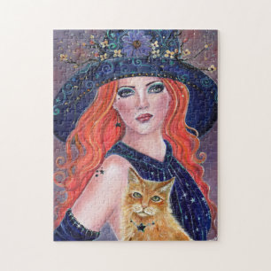 Sorcière Tabitha Halloween et puzzle Kitty par Ren