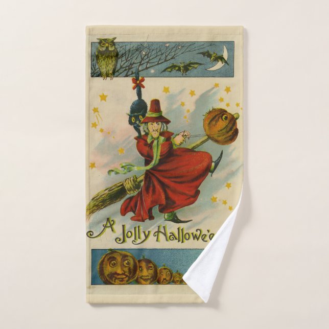 Sorcière vintage d'Halloween (Serviette à main)
