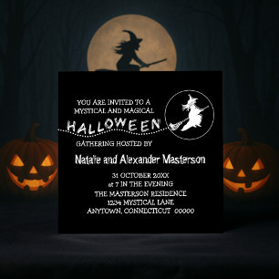 Sorcière volante Invitation de la fête d'Halloween