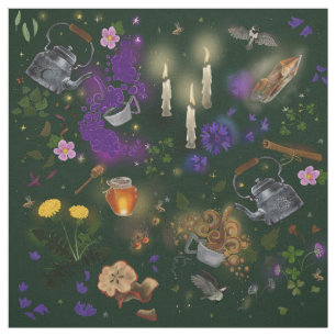 Sorcières Brûler le thé et le tissu Motif de co